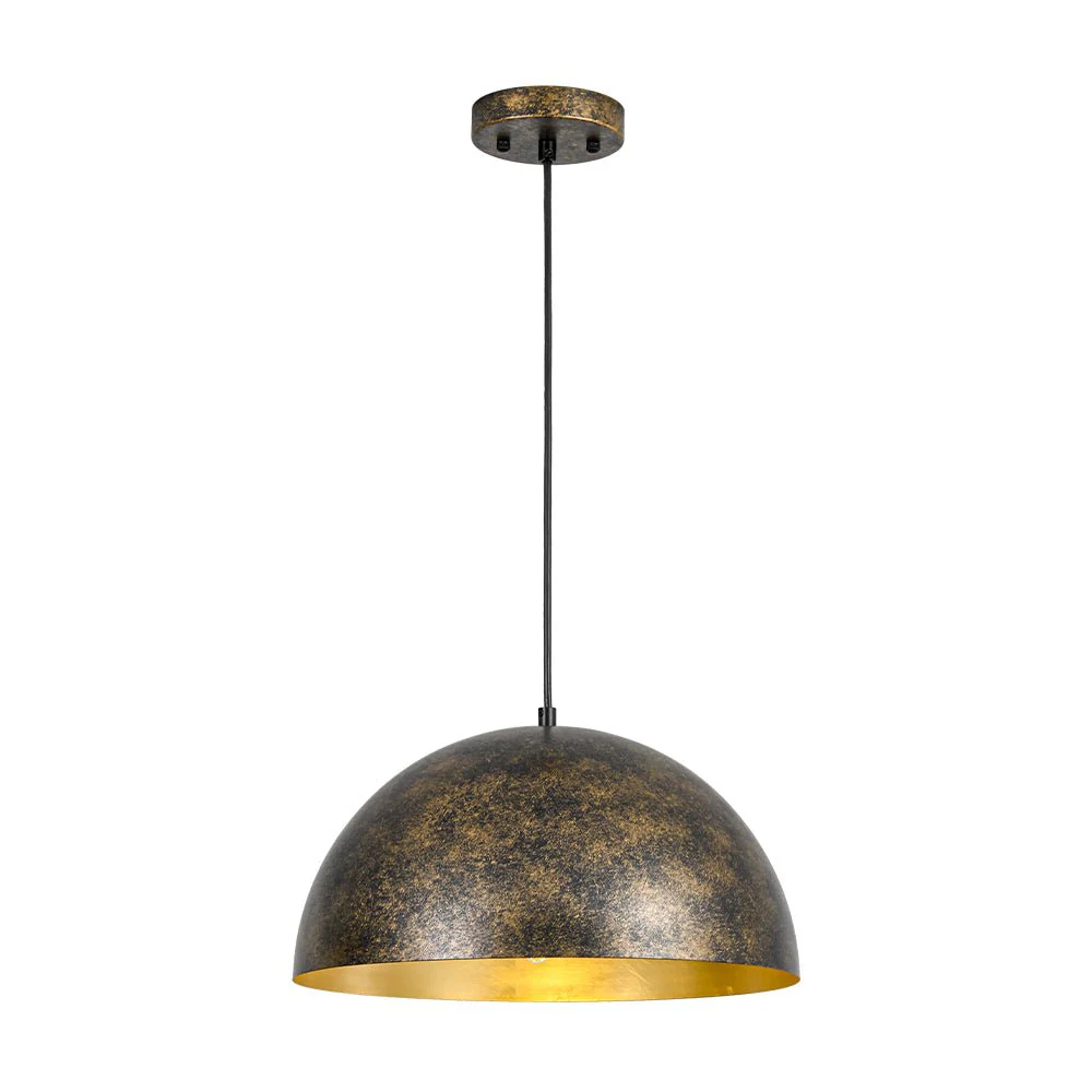 Oversized Antique Dark Rust Iron Dome Pendant Light - Image 17