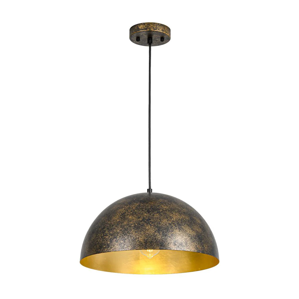 Oversized Antique Dark Rust Iron Dome Pendant Light - Image 18