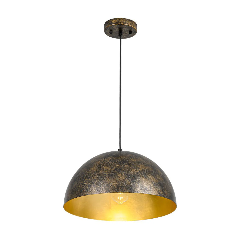 Oversized Antique Dark Rust Iron Dome Pendant Light - Image 19