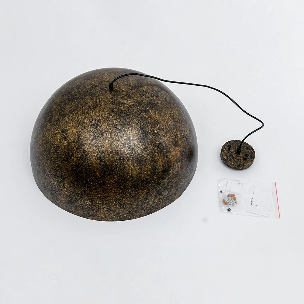 Oversized Antique Dark Rust Iron Dome Pendant Light - Image 22