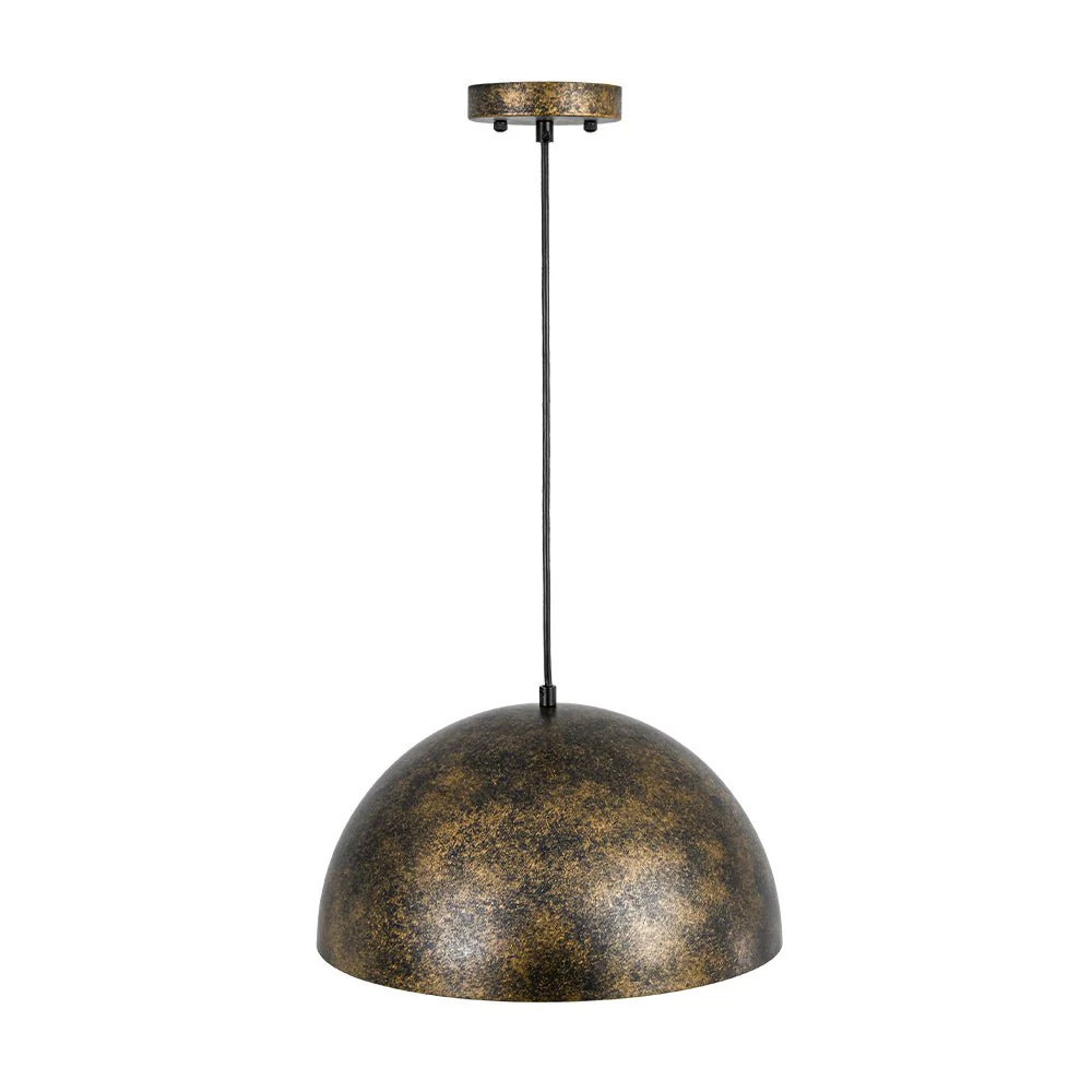 Oversized Antique Dark Rust Iron Dome Pendant Light - Image 23