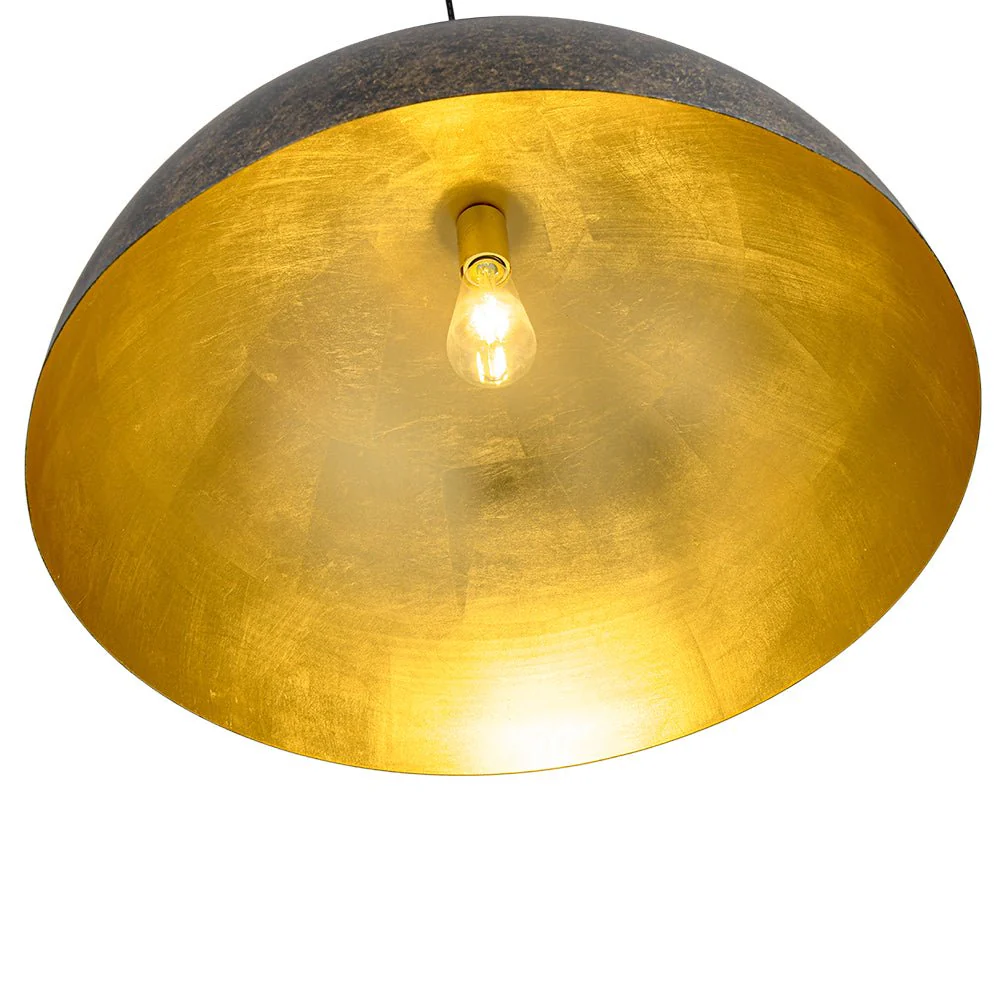 Oversized Antique Dark Rust Iron Dome Pendant Light - Image 27