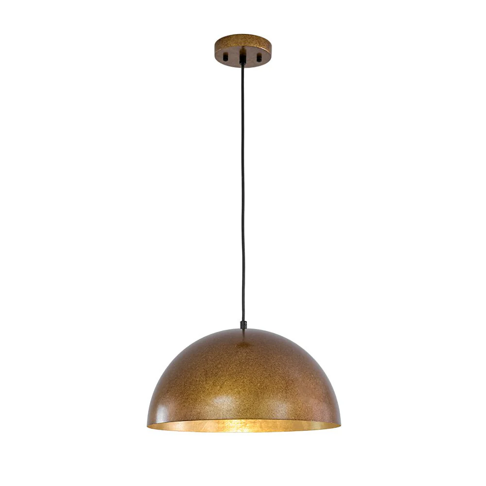 Oversized Antique Dark Rust Iron Dome Pendant Light - Image 30