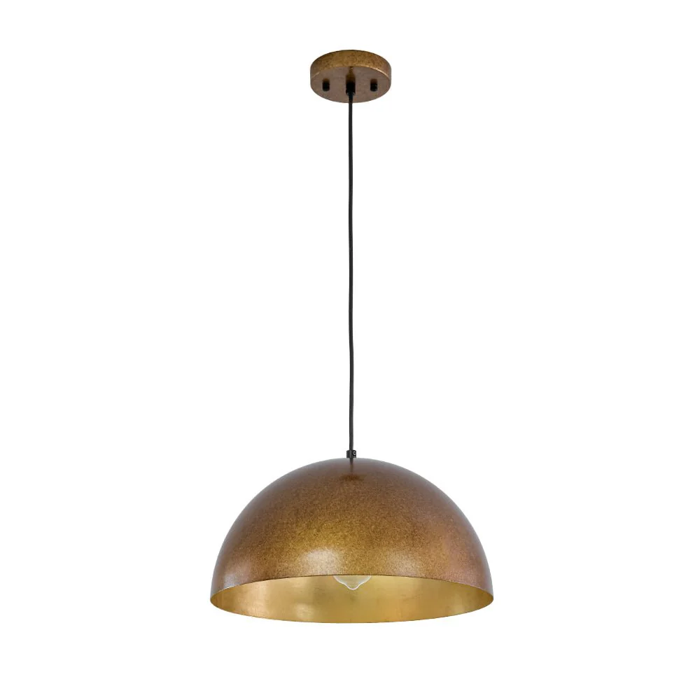 Oversized Antique Dark Rust Iron Dome Pendant Light - Image 31