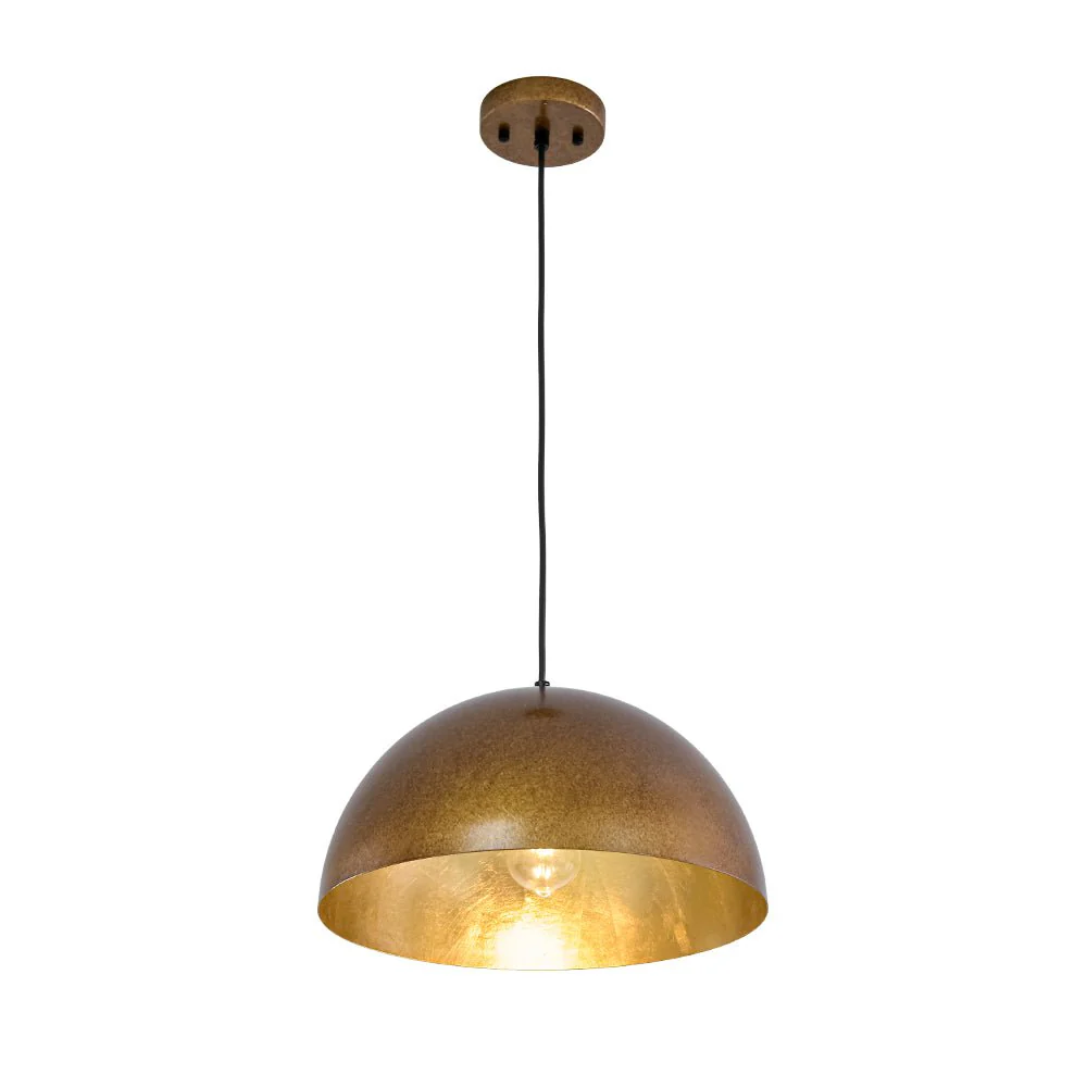 Oversized Antique Dark Rust Iron Dome Pendant Light - Image 32