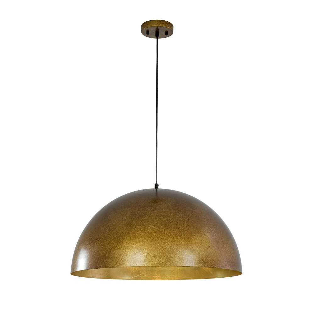 Oversized Antique Dark Rust Iron Dome Pendant Light - Image 35