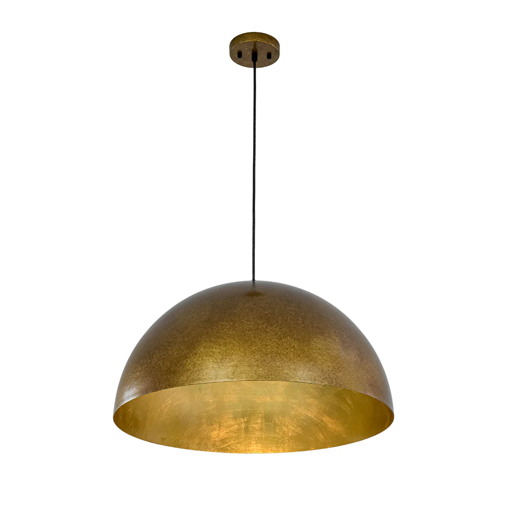 Oversized Antique Dark Rust Iron Dome Pendant Light - Image 36