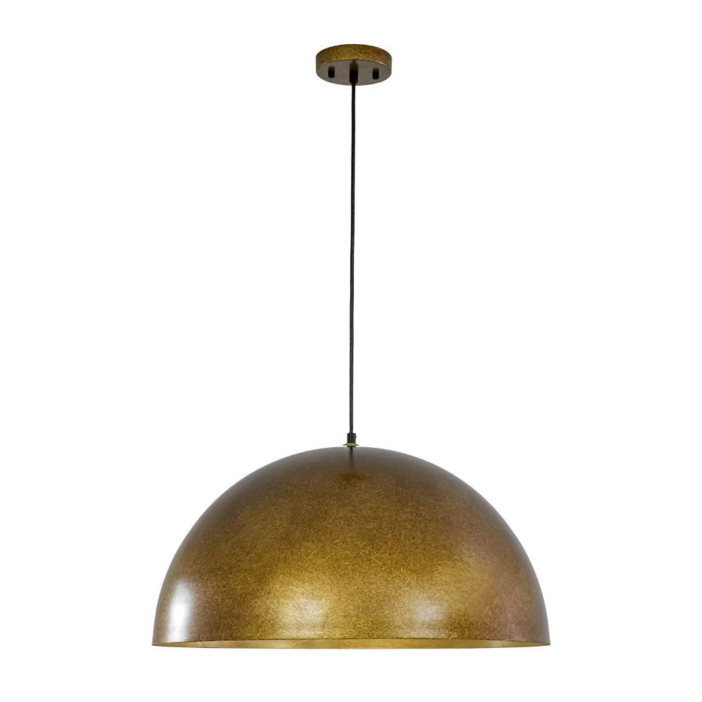 Oversized Antique Dark Rust Iron Dome Pendant Light - Image 37