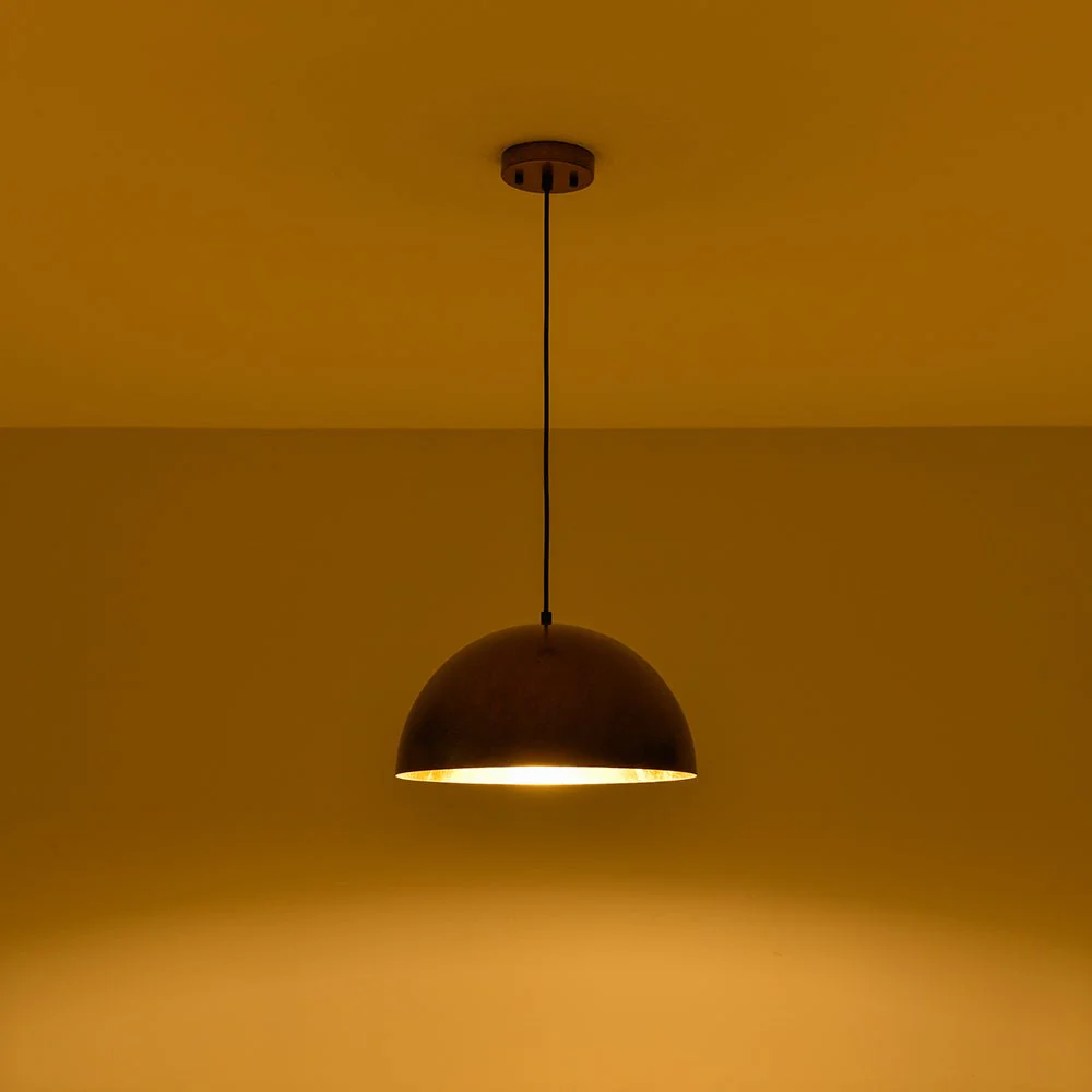 Oversized Antique Dark Rust Iron Dome Pendant Light - Image 42