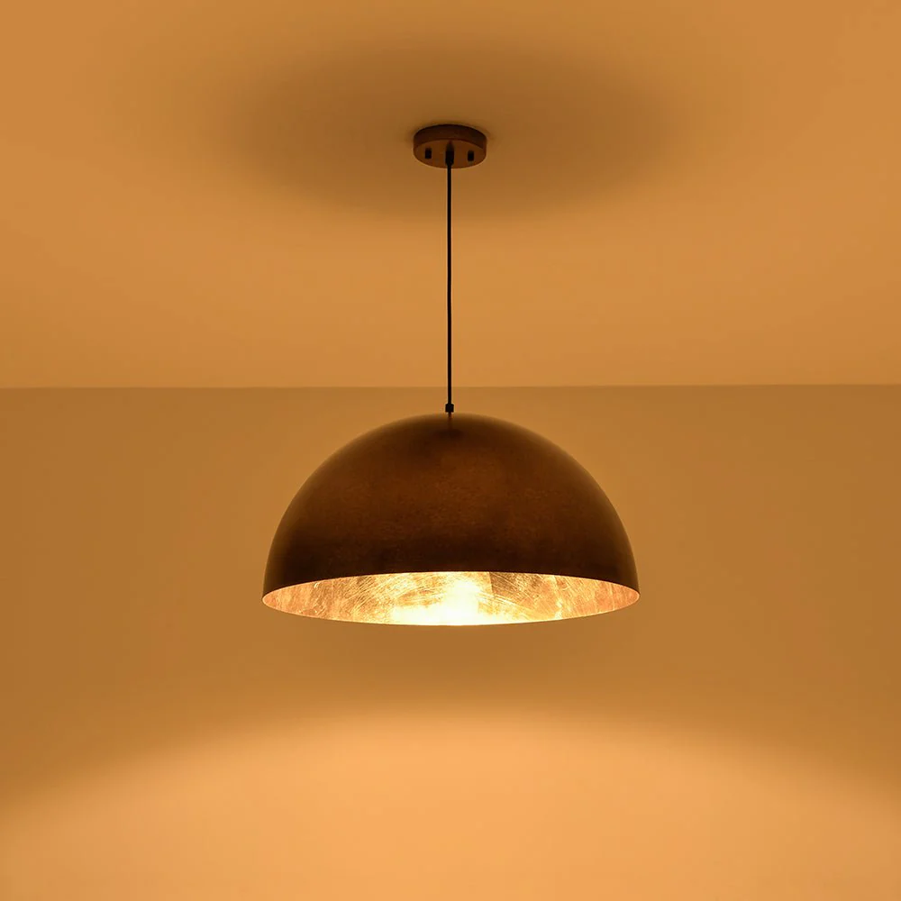 Oversized Antique Dark Rust Iron Dome Pendant Light - Image 43