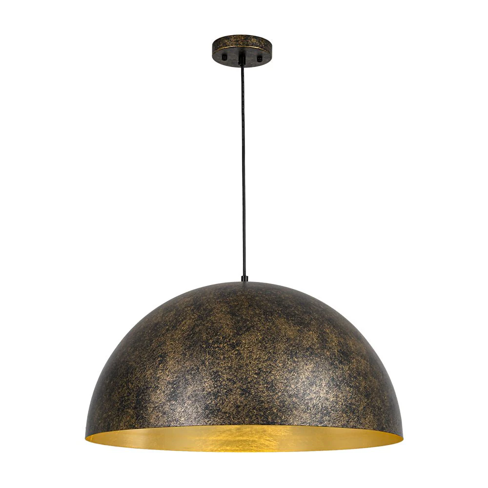 Oversized Antique Dark Rust Iron Dome Pendant Light - Image 9