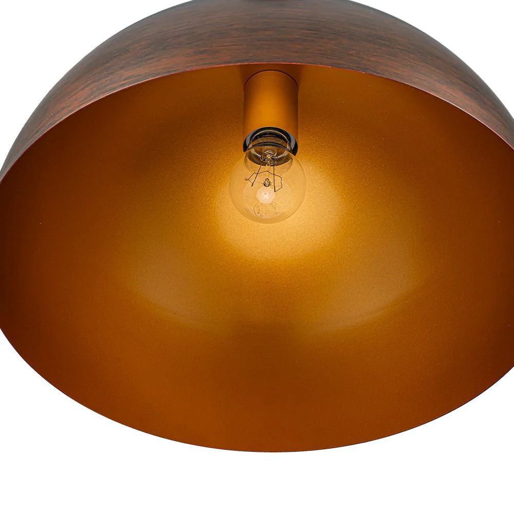 Oversized Industrial Oxidized Copper Patina Dome Pendant - Image 10