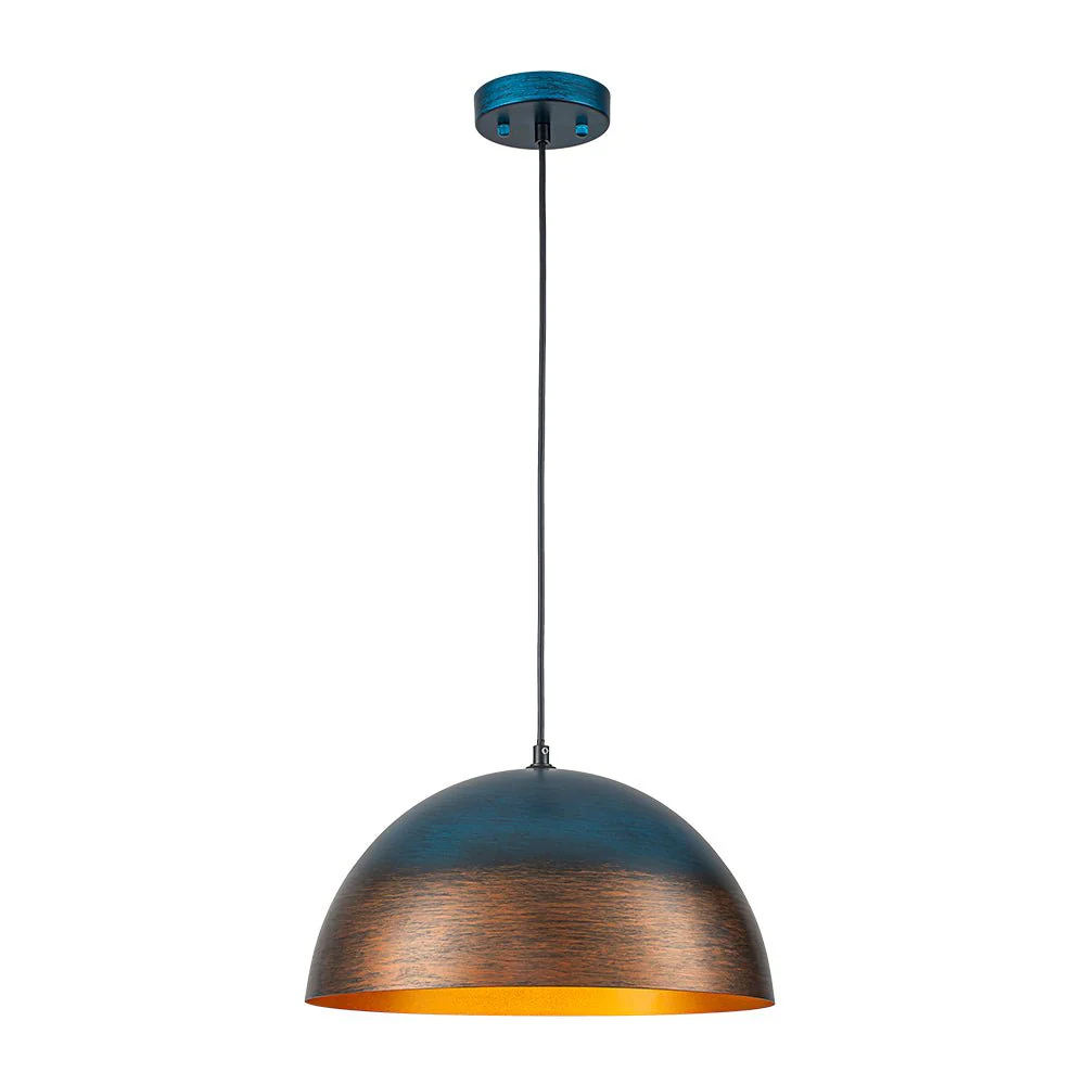 Oversized Industrial Oxidized Copper Patina Dome Pendant - Image 3