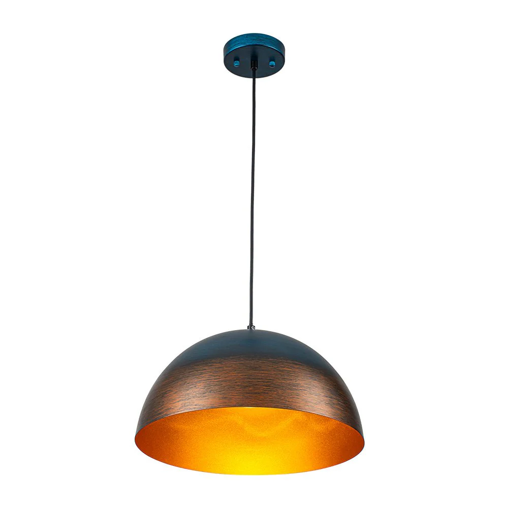 Oversized Industrial Oxidized Copper Patina Dome Pendant - Image 6