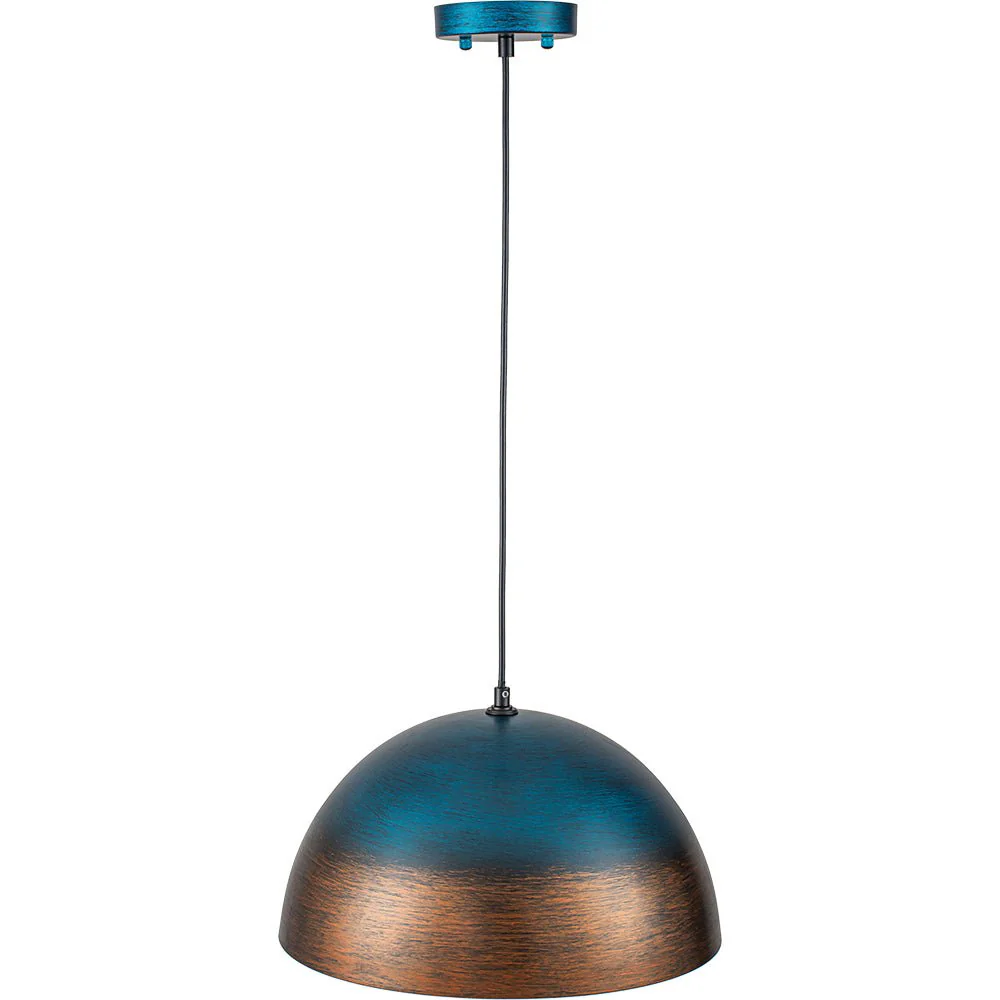 Oversized Industrial Oxidized Copper Patina Dome Pendant - Image 7