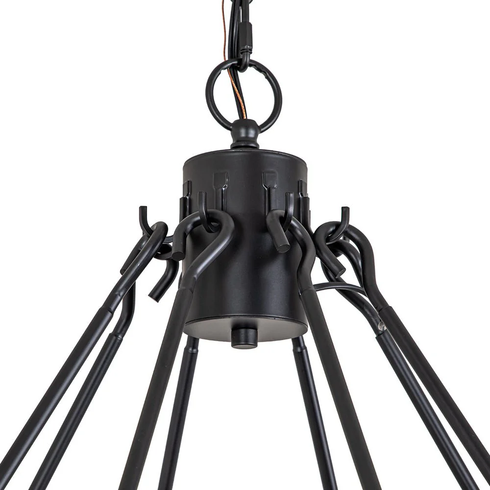 Oversized Vintage Black Candle Style Wagon Wheel Chandelier - Image 9