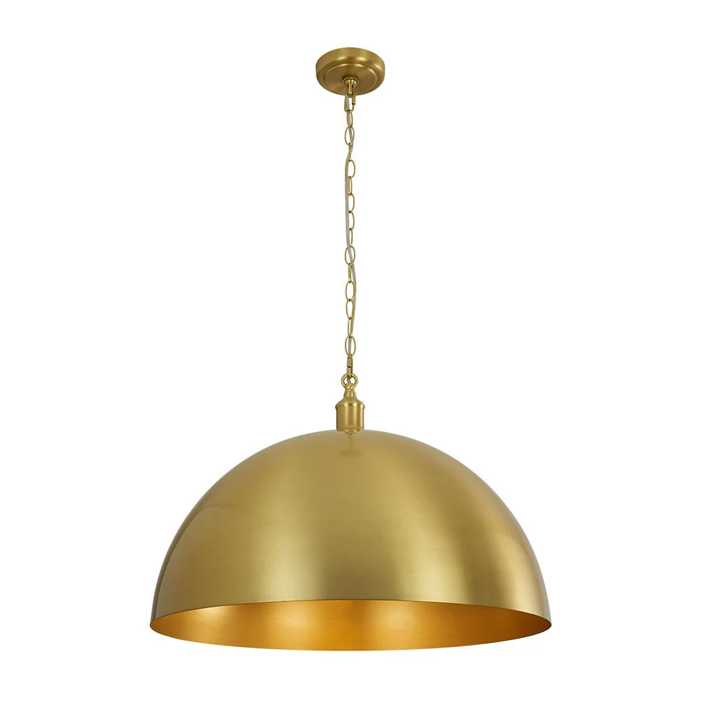 Oversized Vintage Luxe Brass Wide Iron Dome Pendant - Image 10