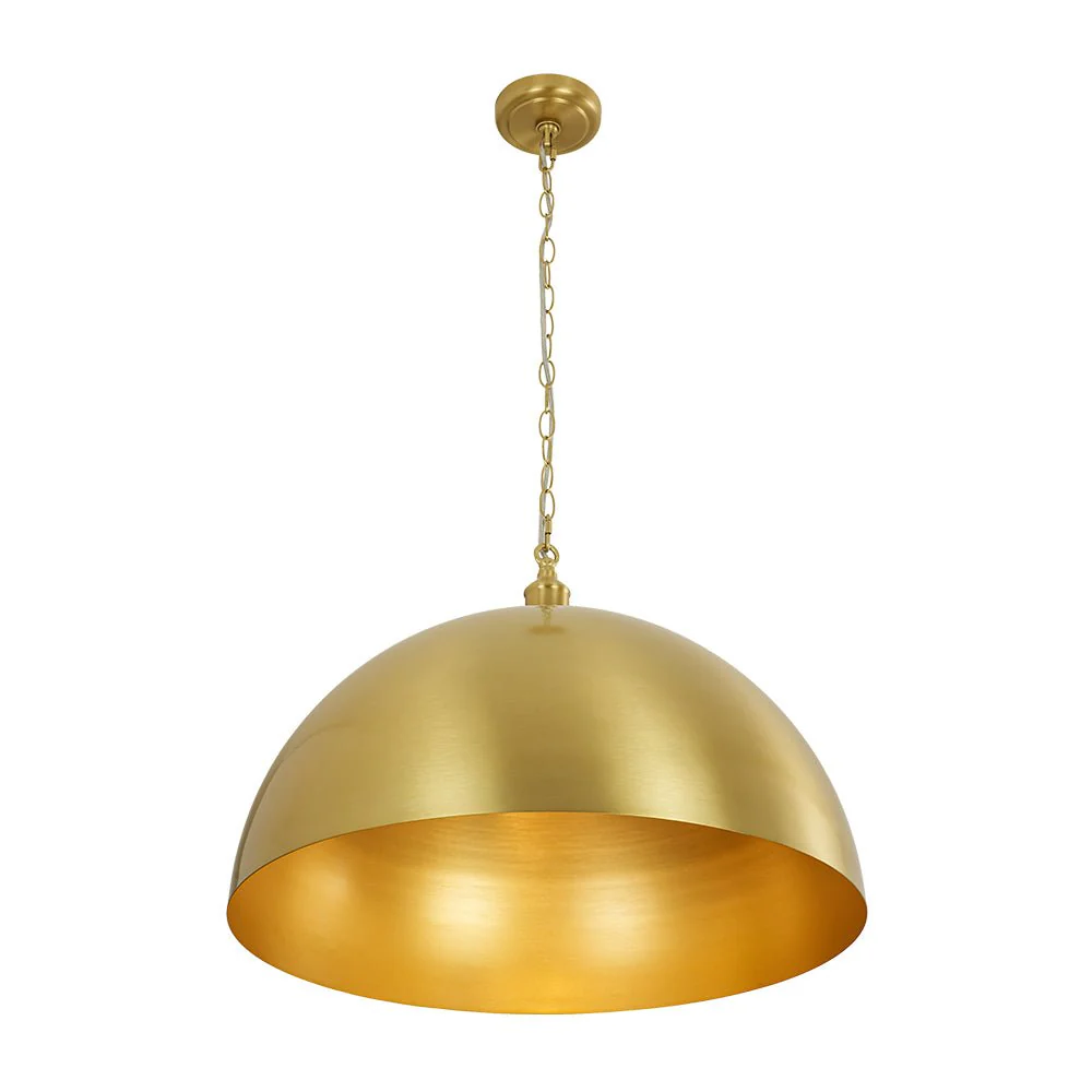 Oversized Vintage Luxe Brass Wide Iron Dome Pendant - Image 11