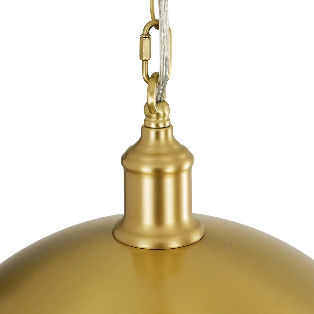 Oversized Vintage Luxe Brass Wide Iron Dome Pendant - Image 15