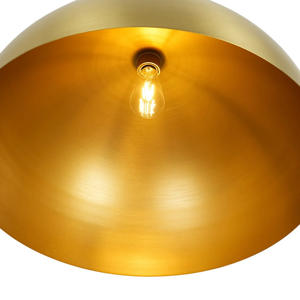 Oversized Vintage Luxe Brass Wide Iron Dome Pendant - Image 17