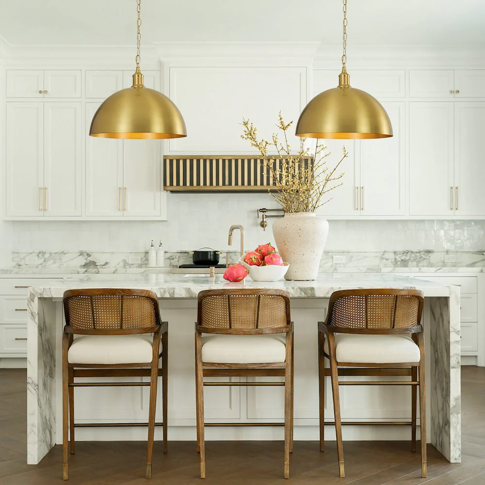 Oversized Vintage Luxe Brass Wide Iron Dome Pendant - Image 3