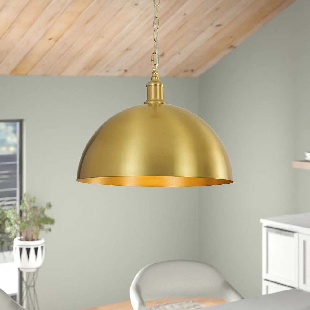 Oversized Vintage Luxe Brass Wide Iron Dome Pendant - Image 4