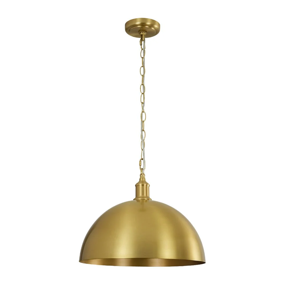 Oversized Vintage Luxe Brass Wide Iron Dome Pendant - Image 5