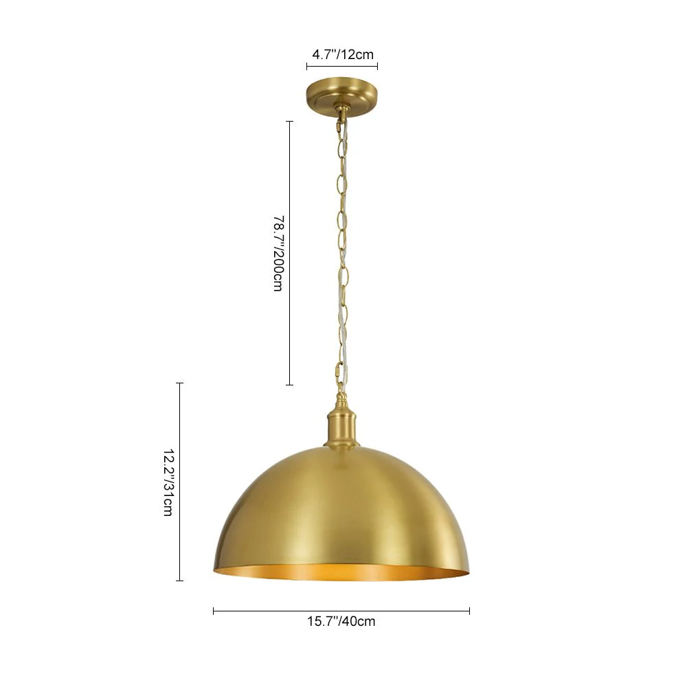 Oversized Vintage Luxe Brass Wide Iron Dome Pendant - Image 7