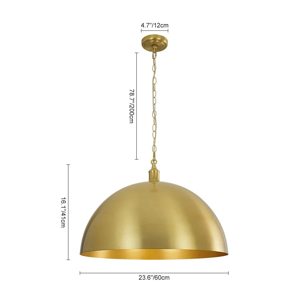 Oversized Vintage Luxe Brass Wide Iron Dome Pendant - Image 8