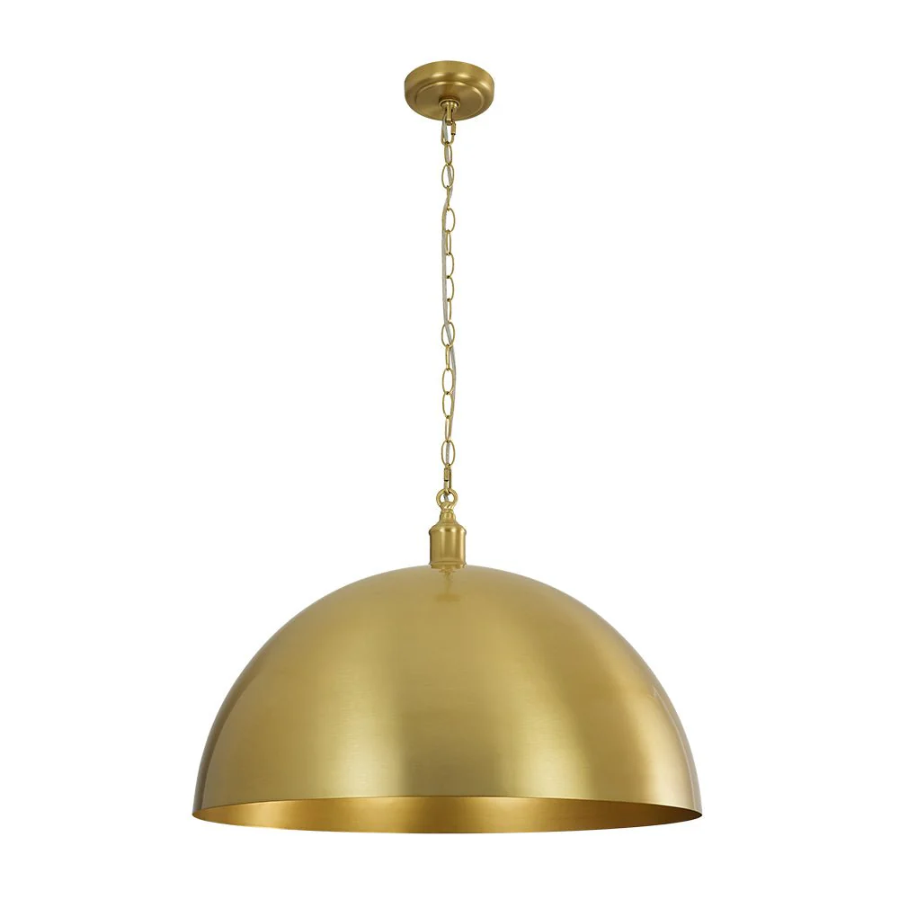 Oversized Vintage Luxe Brass Wide Iron Dome Pendant - Image 9