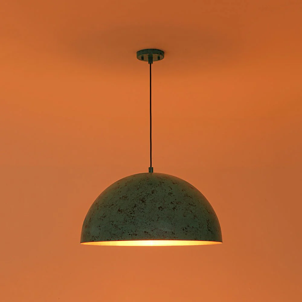 Oxidized Copper Verdigris Turquoise Oversized Dome Pendant - Image 10