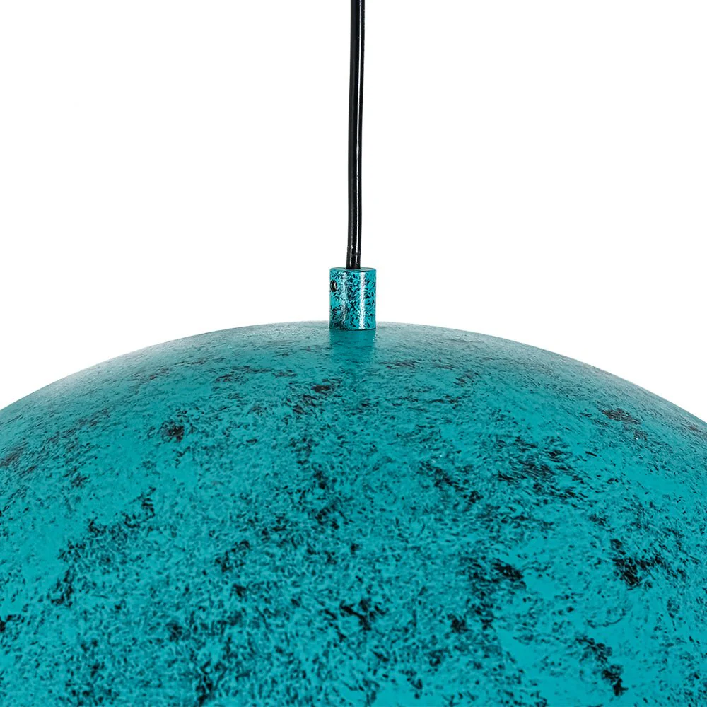 Oxidized Copper Verdigris Turquoise Oversized Dome Pendant - Image 14