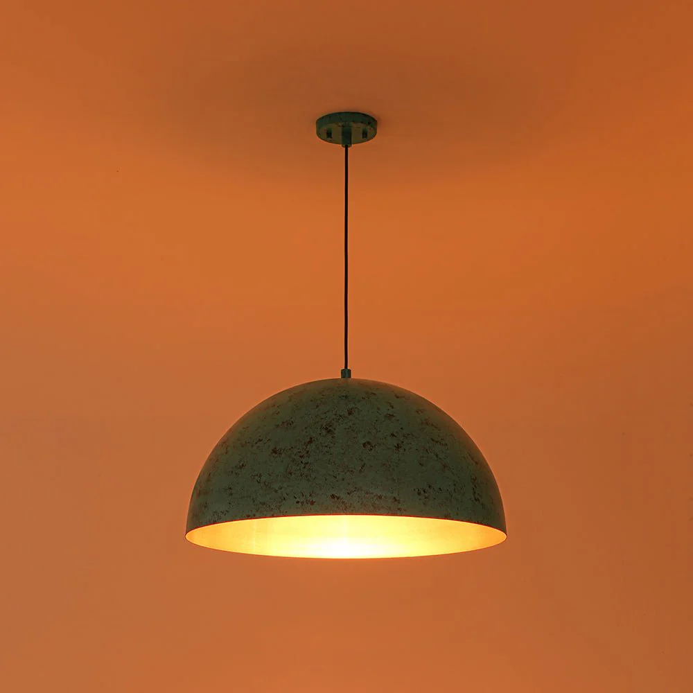 Oxidized Copper Verdigris Turquoise Oversized Dome Pendant - Image 16