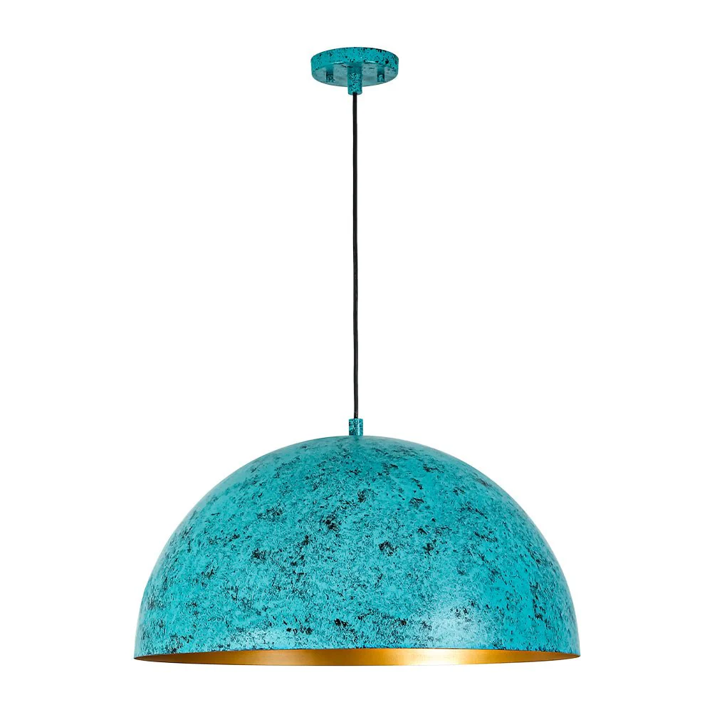 Oxidized Copper Verdigris Turquoise Oversized Dome Pendant - Image 3