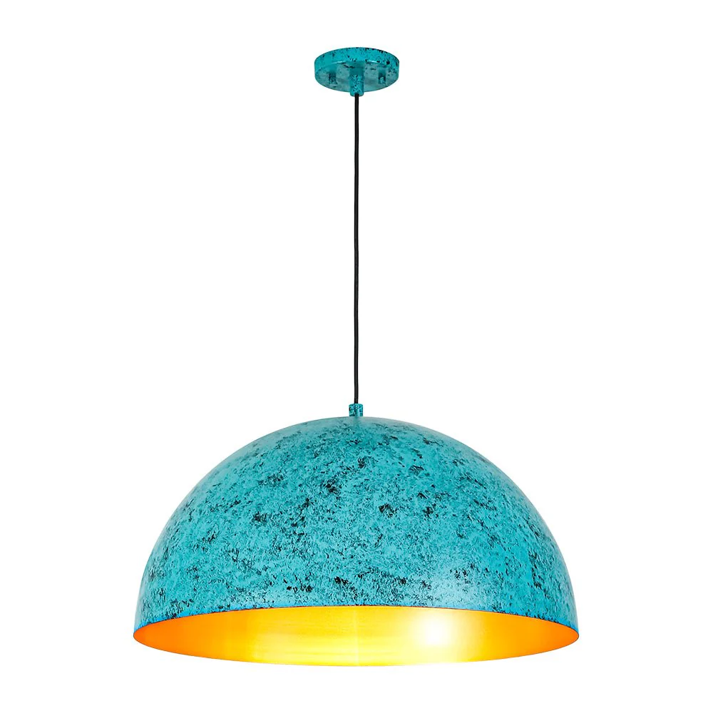 Oxidized Copper Verdigris Turquoise Oversized Dome Pendant - Image 4