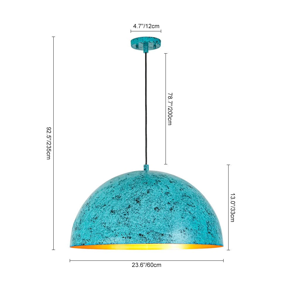 Oxidized Copper Verdigris Turquoise Oversized Dome Pendant - Image 5