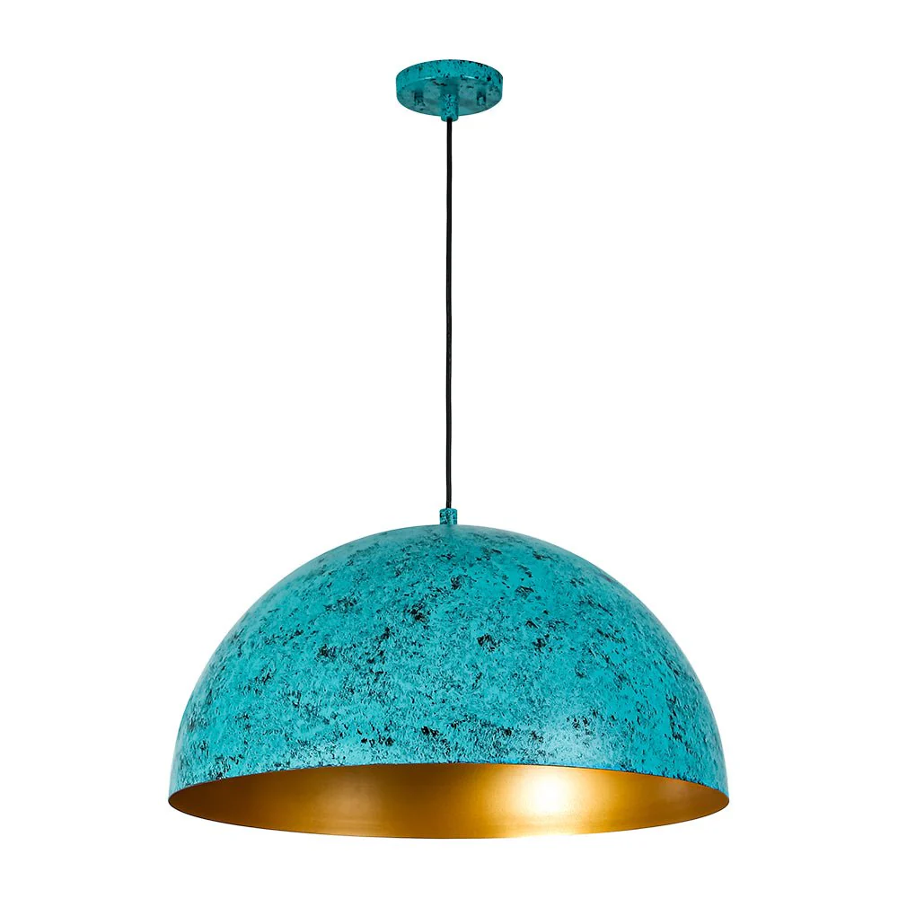 Oxidized Copper Verdigris Turquoise Oversized Dome Pendant - Image 6