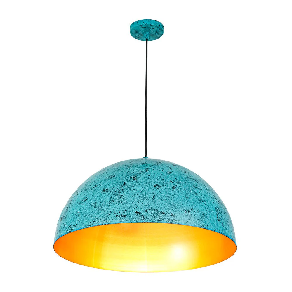 Oxidized Copper Verdigris Turquoise Oversized Dome Pendant - Image 7