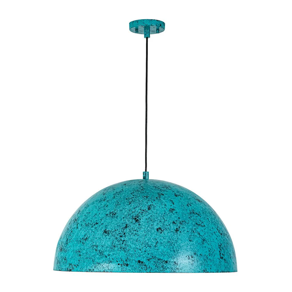 Oxidized Copper Verdigris Turquoise Oversized Dome Pendant - Image 8