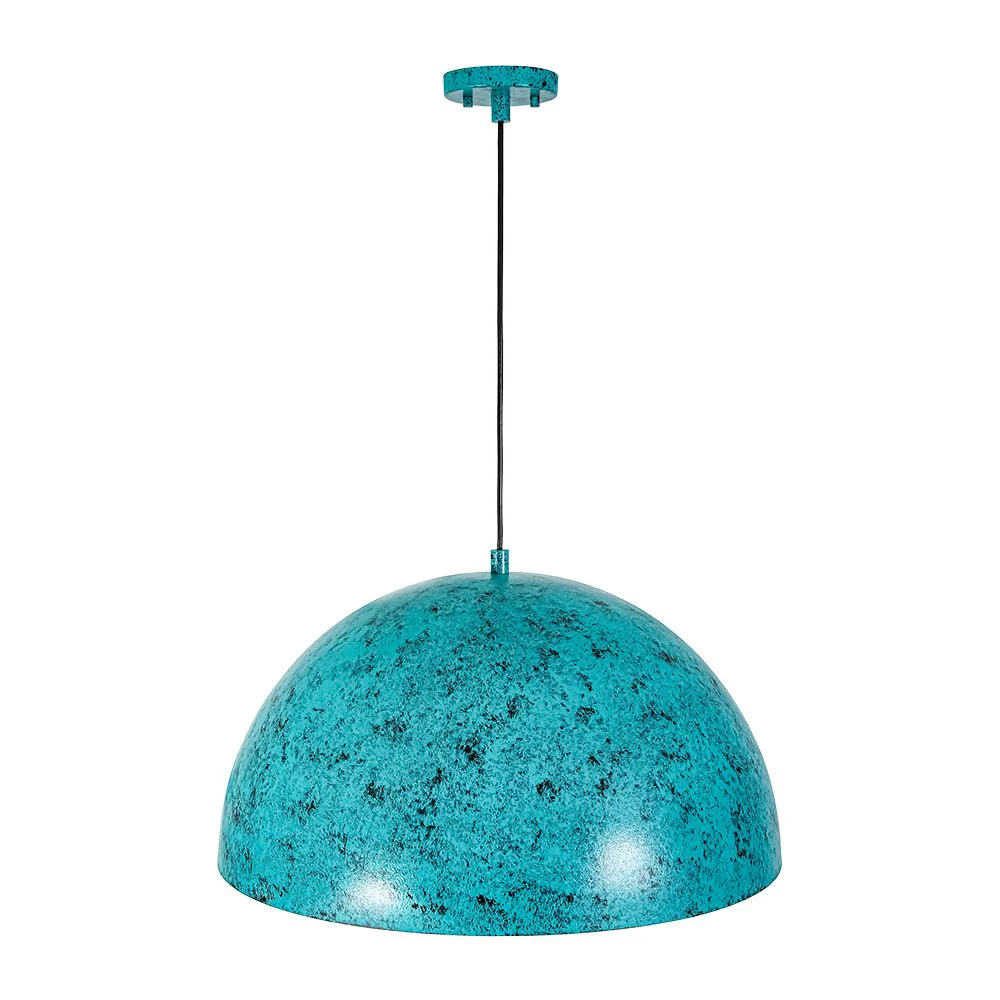 Oxidized Copper Verdigris Turquoise Oversized Dome Pendant - Image 9
