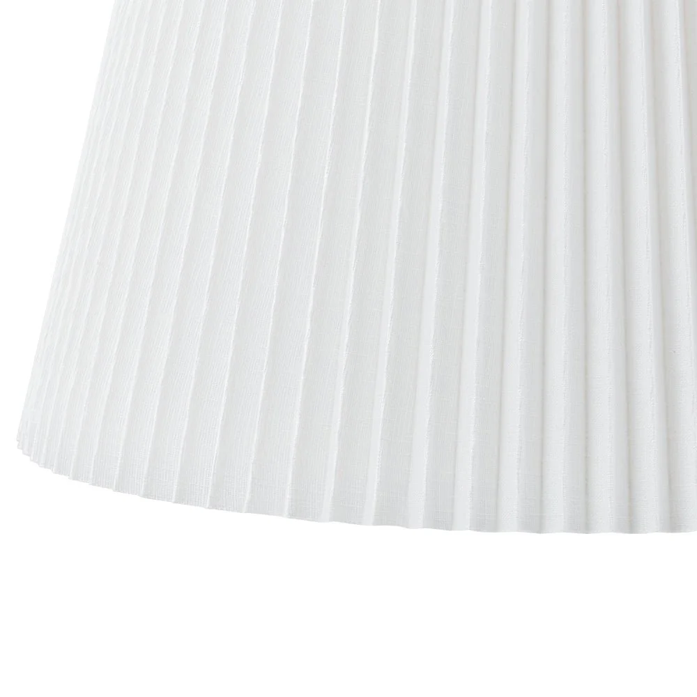 Pleated White Linen Conical Drum Cage Pendant Light - Image 12