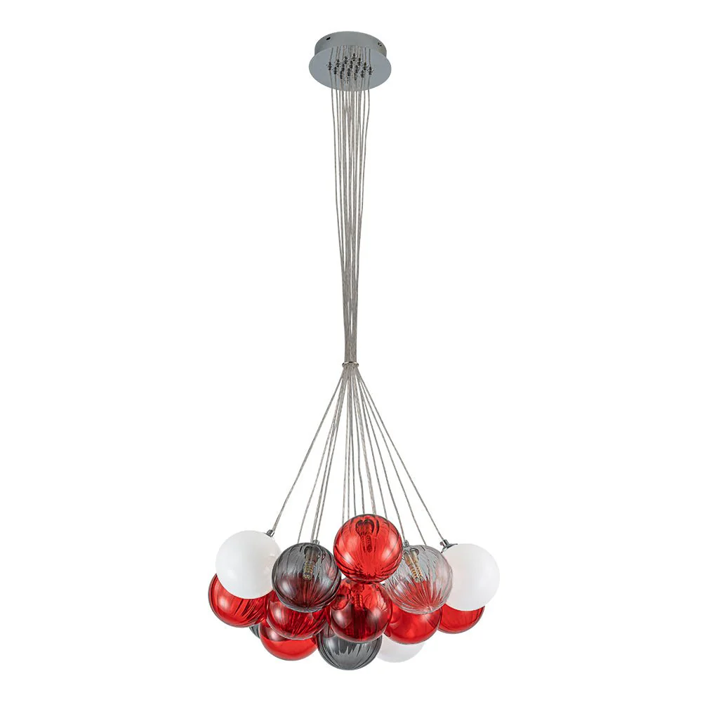 Pop Art Red Orange Hue Cluster Glass Globe Bubble Chandelier - Image 15