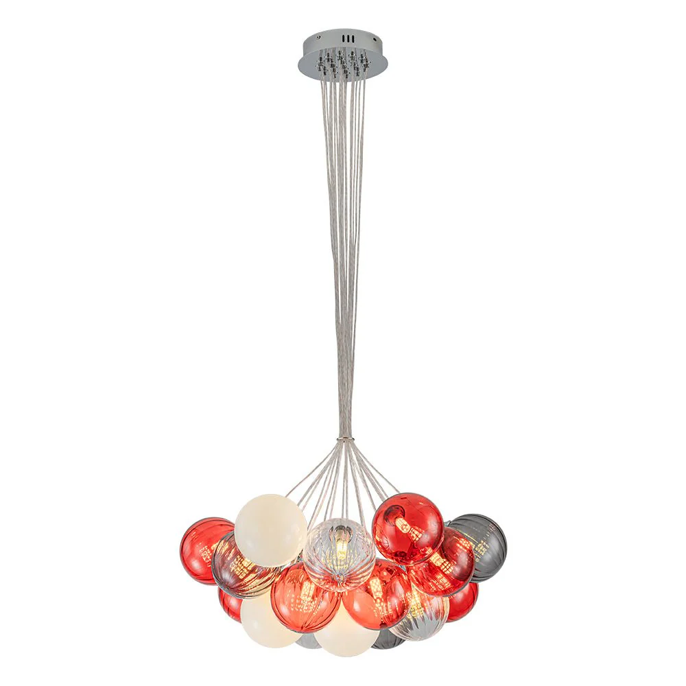 Pop Art Red Orange Hue Cluster Glass Globe Bubble Chandelier - Image 7