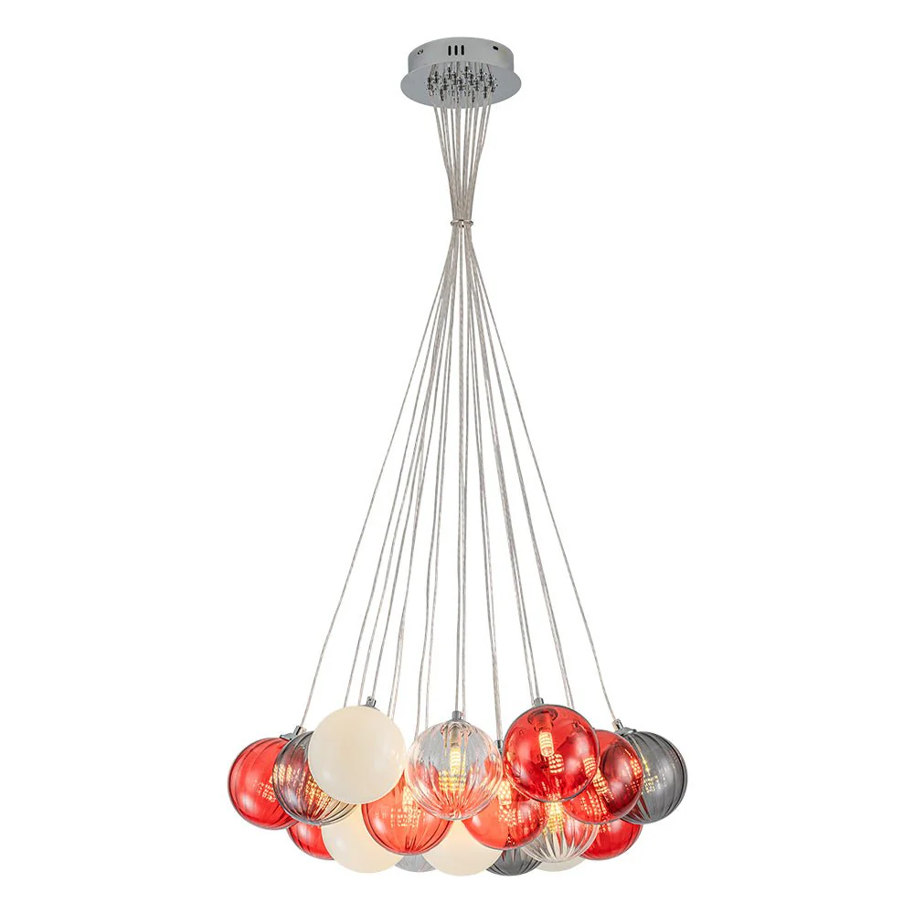 Pop Art Red Orange Hue Cluster Glass Globe Bubble Chandelier - Image 8