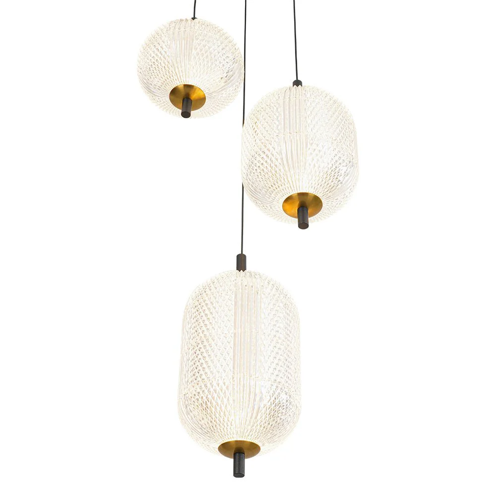 Prismatic Glass Dimmable LED 3-Light Cluster Round Pendant - Image 12