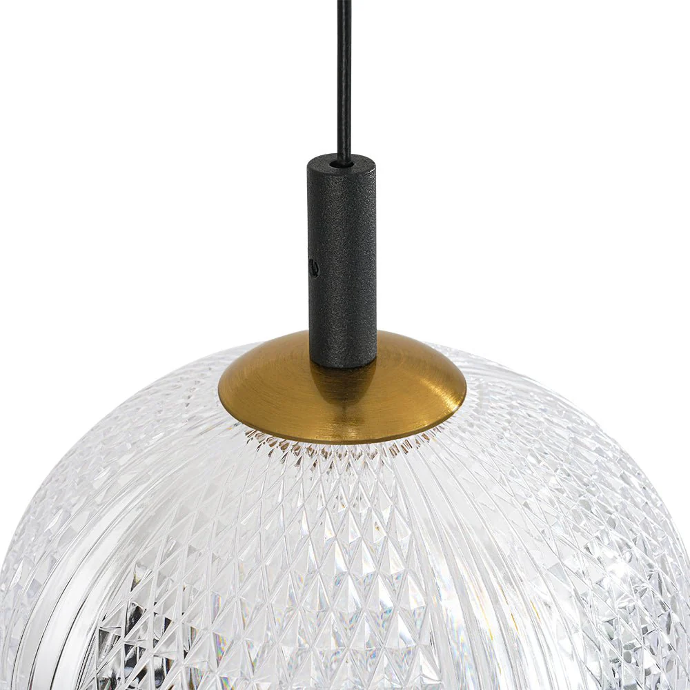 Prismatic Glass Dimmable LED 3-Light Cluster Round Pendant - Image 13