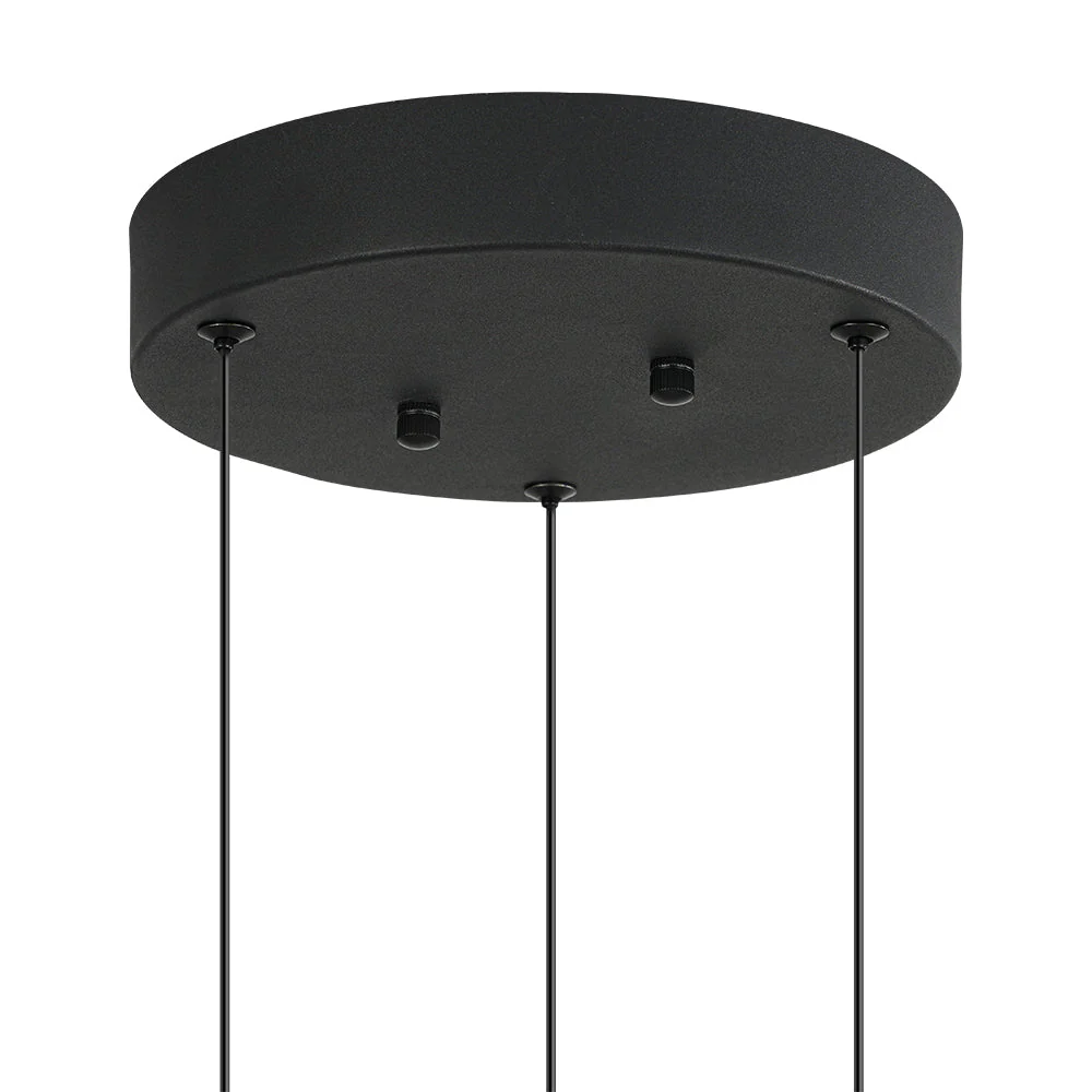 Prismatic Glass Dimmable LED 3-Light Cluster Round Pendant - Image 15
