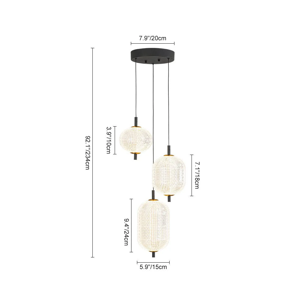 Prismatic Glass Dimmable LED 3-Light Cluster Round Pendant - Image 3