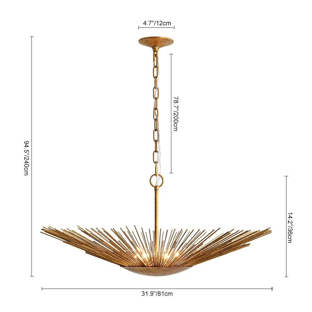 Radiant Luxe Antique Gild Gold Foiled Oversized Sunburst Chandelier - Image 10