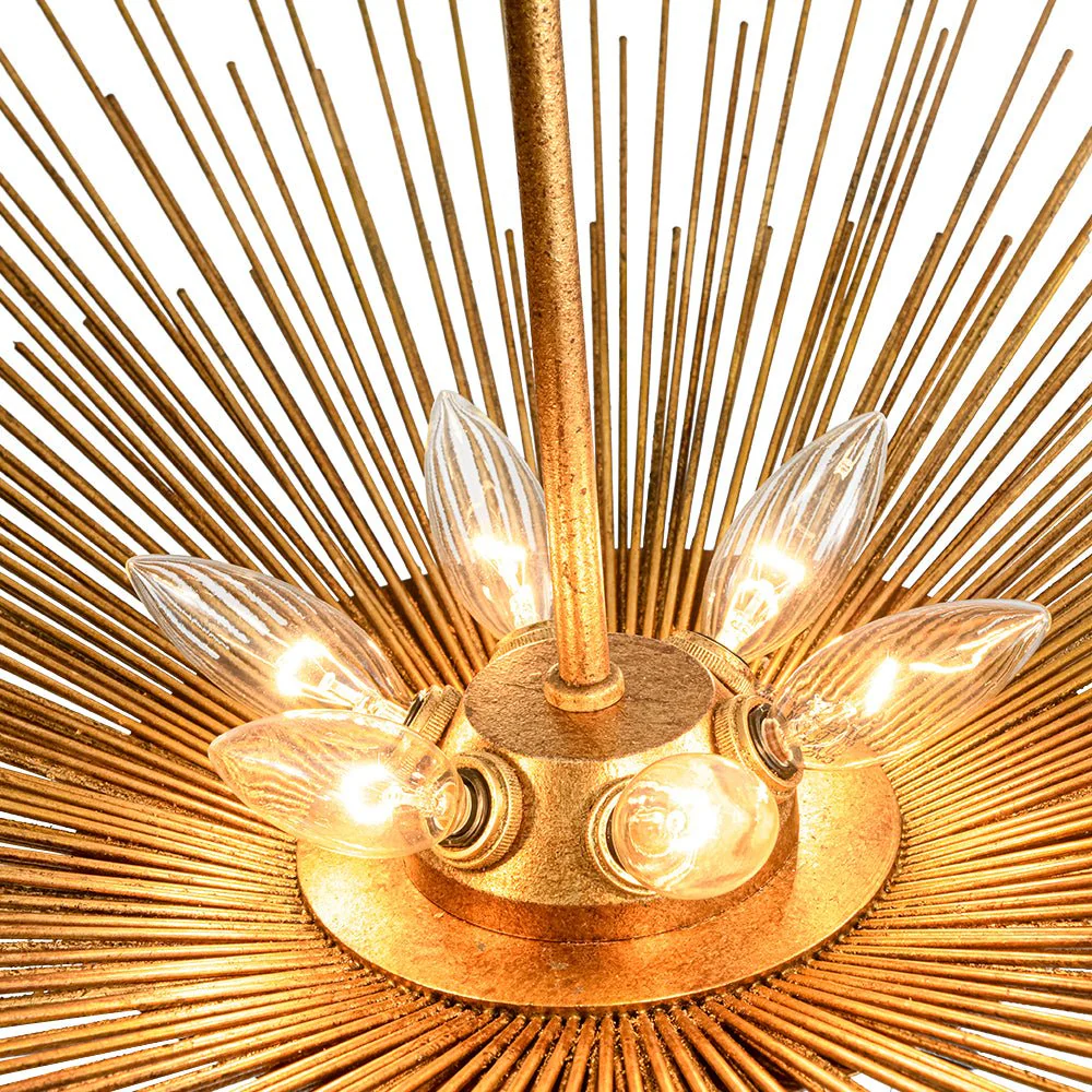 Radiant Luxe Antique Gild Gold Foiled Oversized Sunburst Chandelier - Image 14